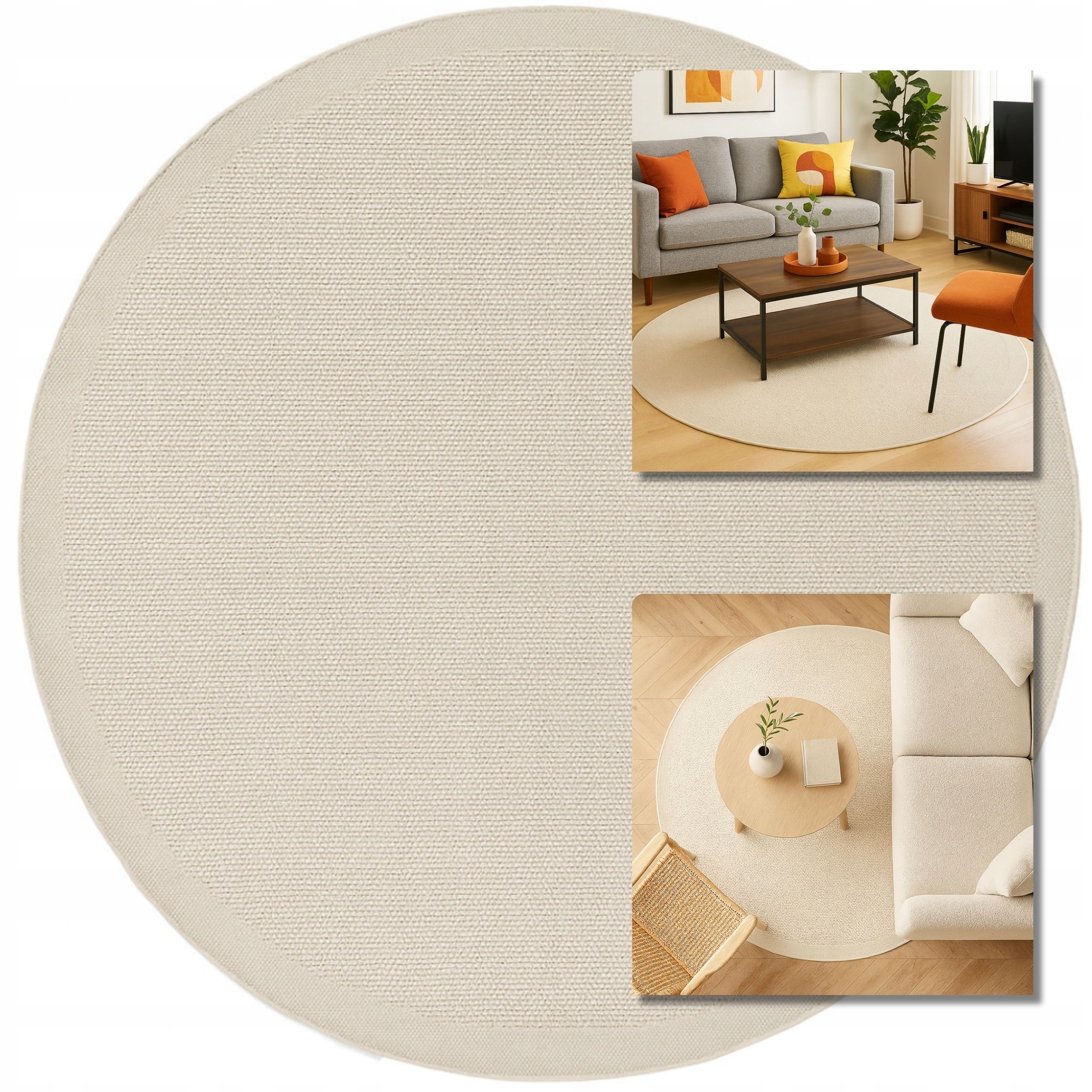 Koberec Kulatý Vlněný Dune Béžový Bílý Vlněný Koberec Obývacího Pokoje Vlna 160 cm