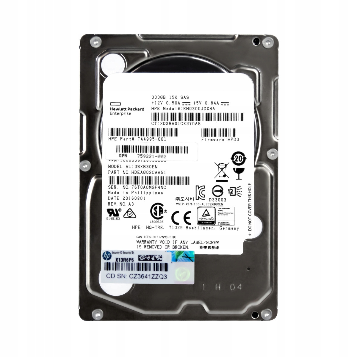 Hp 744995-001 300GB 15K 128MB SAS-3 2.5'' EH0300JDXBA