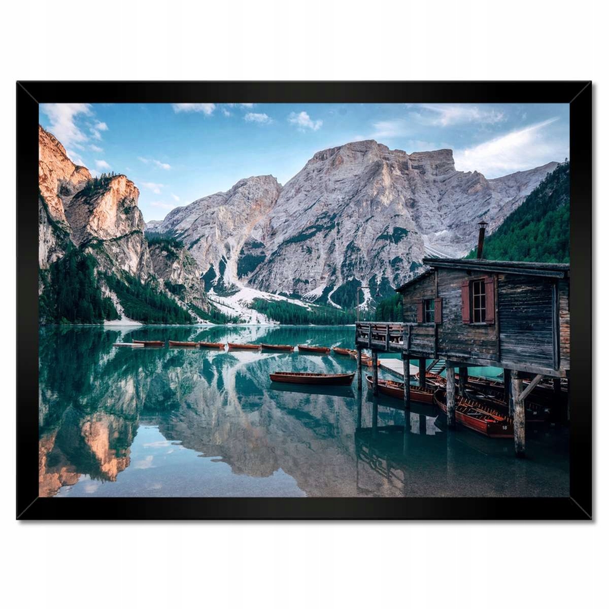 Plakáty v rámu 40x30 Horské jezero a chalupa