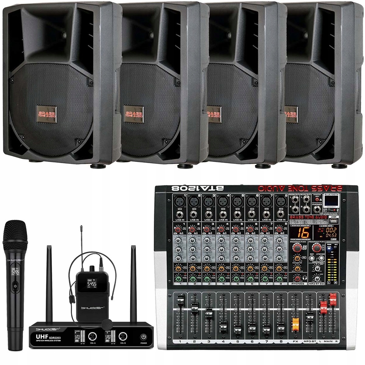 Zestaw nagłośnieniowy LNX23A4K Power-Mikser okablowanie mikrofony pełny kpl