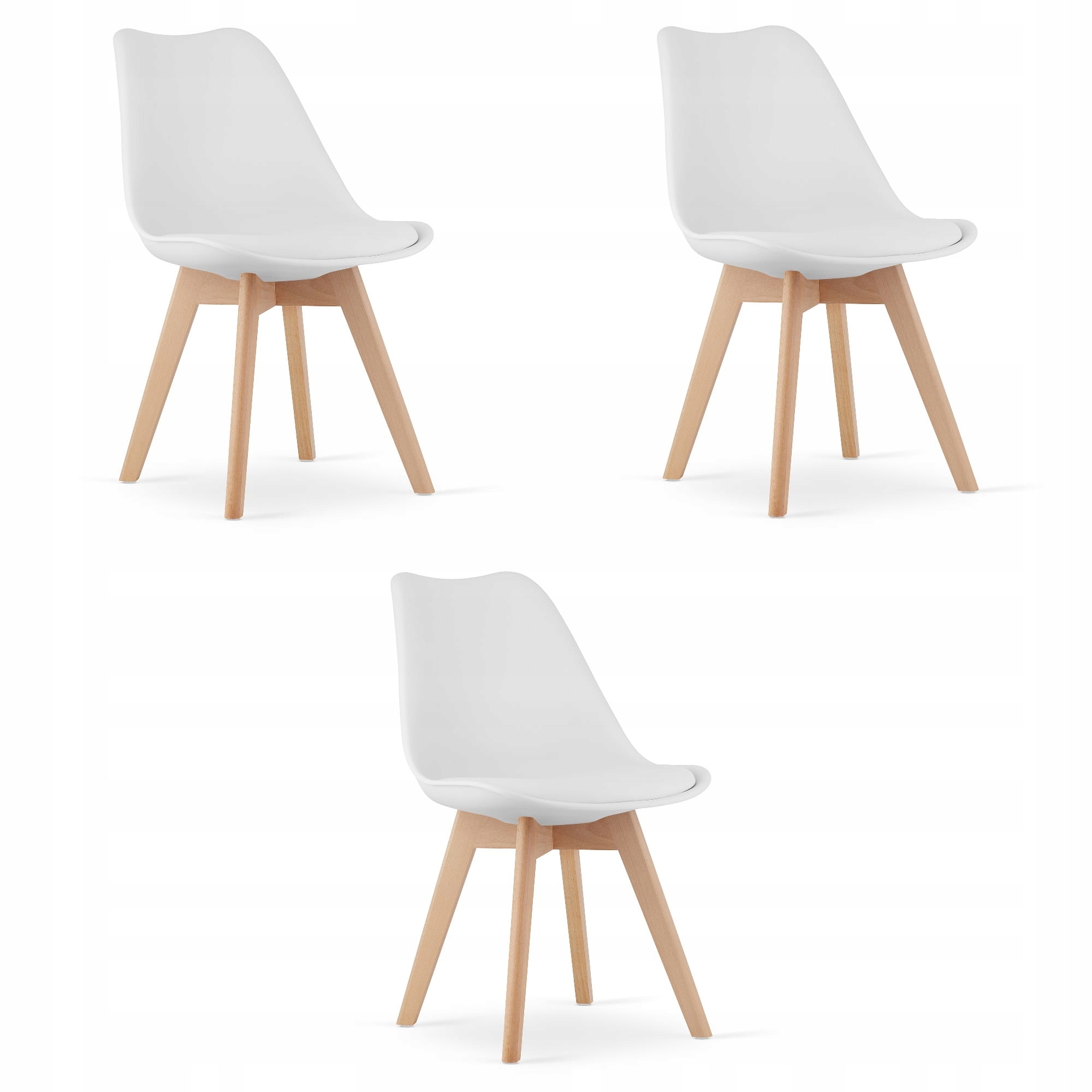 Moderné stoličky, stoličky do jedálne, Sada 3 Kusov, biele, pohodlné