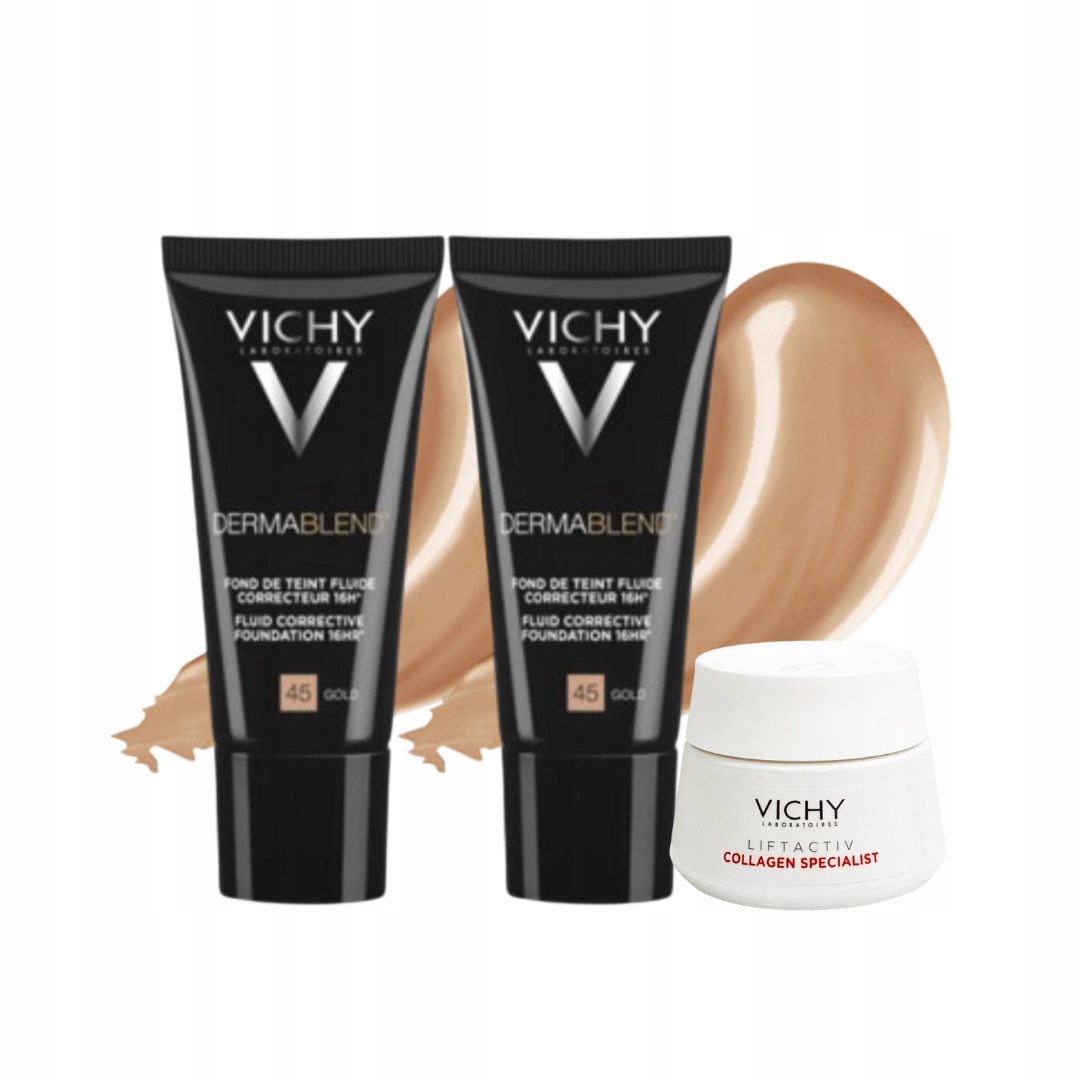 Fluid korygujący kryjący Vichy Dermablend Fluid odcień 45 Gold 30ml 2PAK
