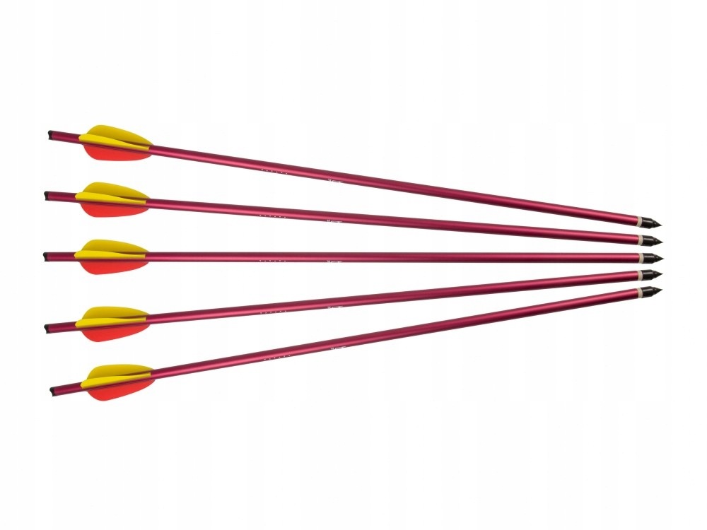 Bełty strzały do kuszy łuku Poe Lang aluminiowe, czerwone 20" 5 szt.