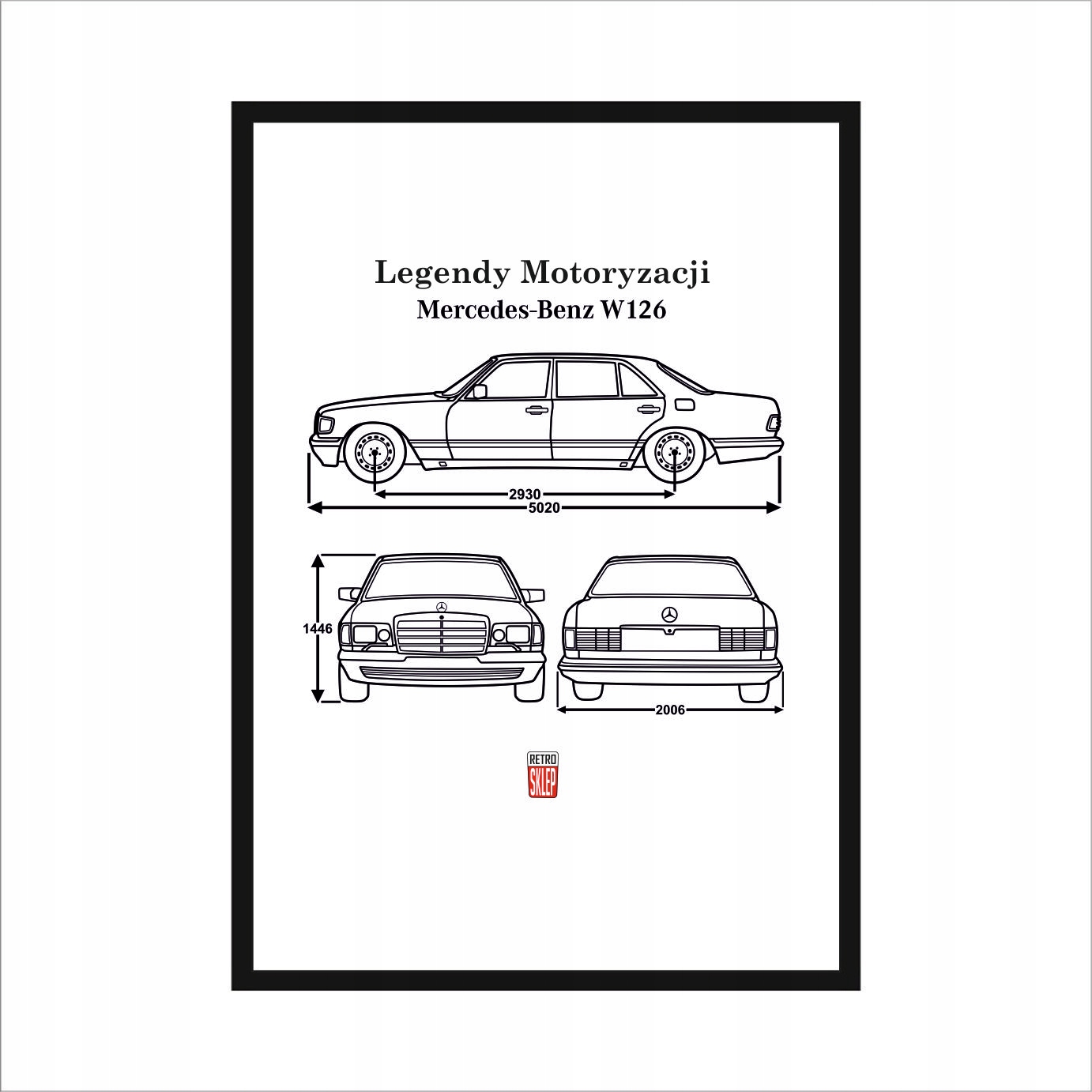 Obraz na ścianę Legendy Motoryzacji MERCEDES W126 eSa