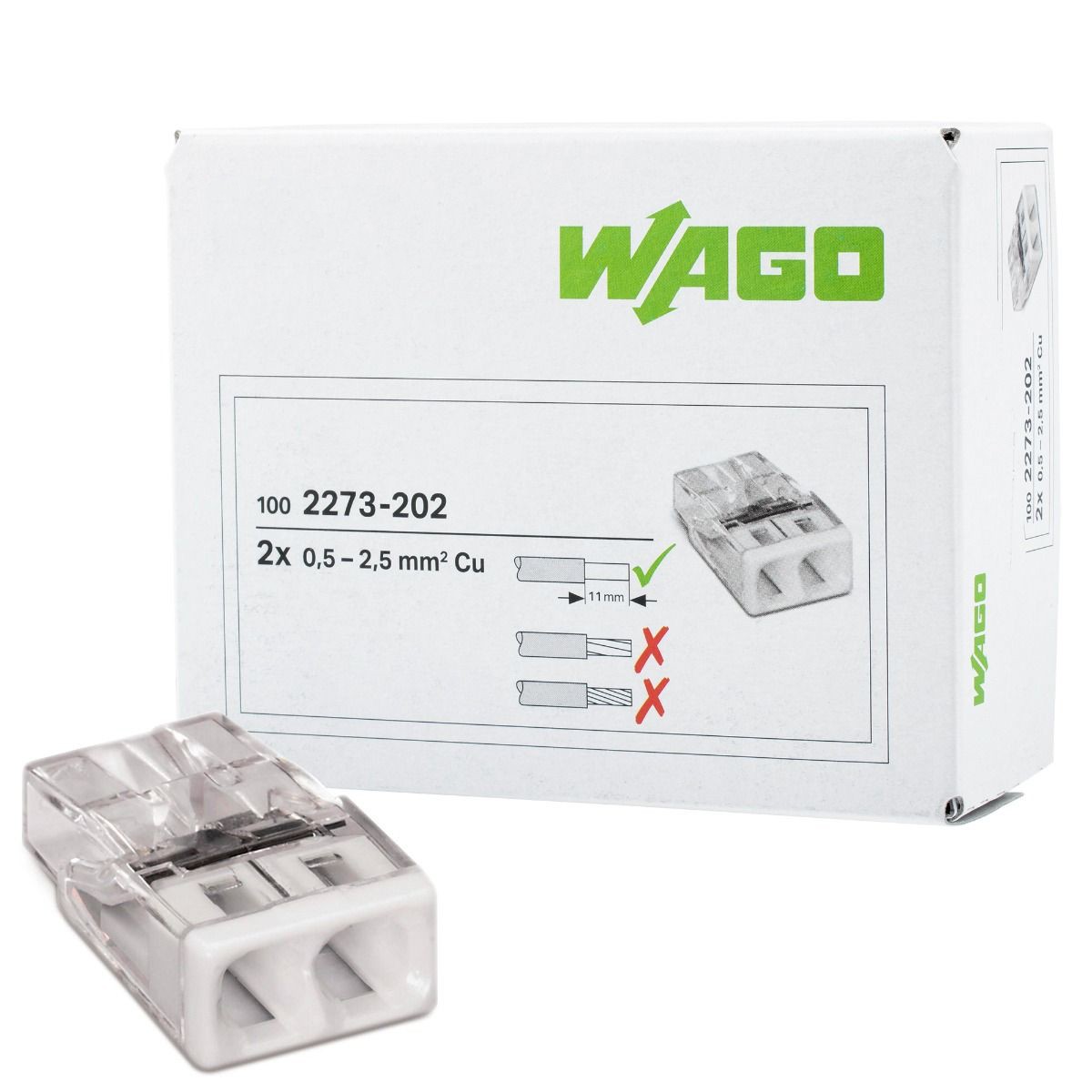 

100x Złączka Instalacyjna 2.5mmx2 2273-202 Wago