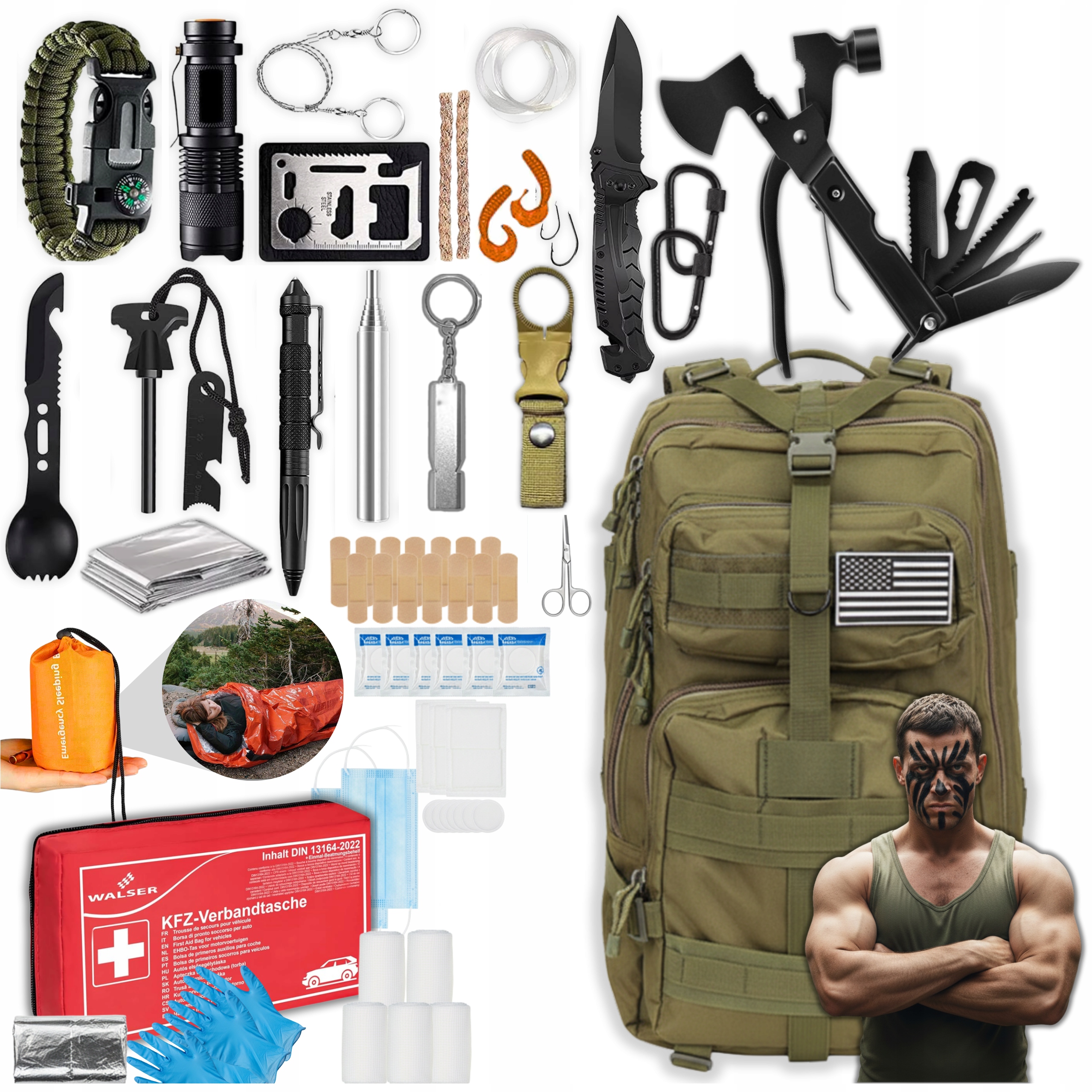 Evakuační únikový Batoh s vybavením a základní sadou pro přežití