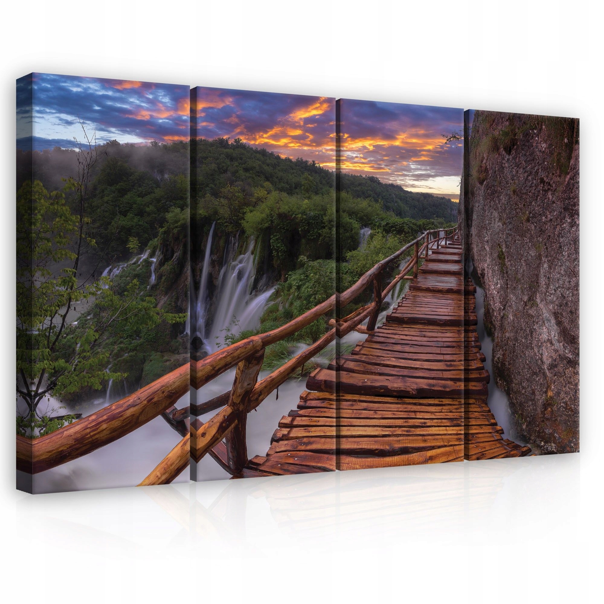 Obraz 120x80 Krajina vodopád stezka příroda západ slunce hory les