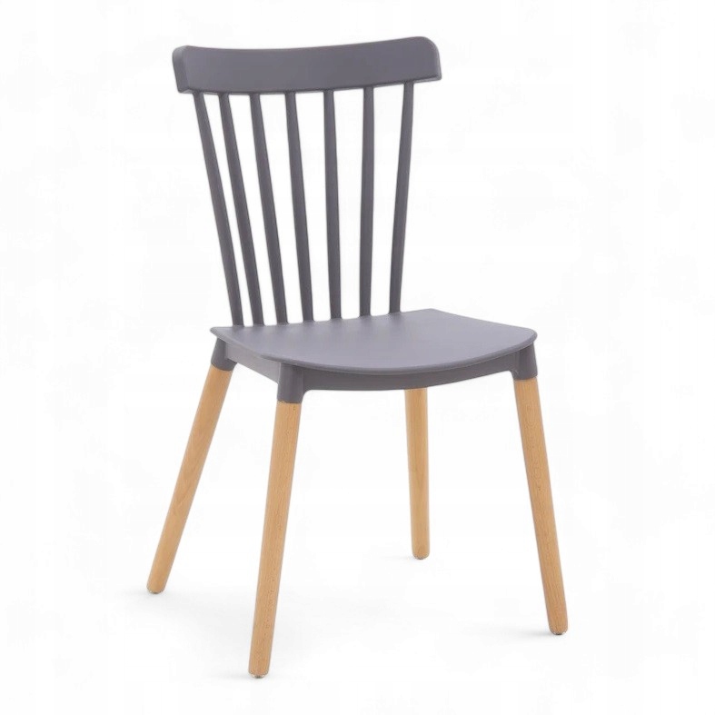 Krzesło Skandynawskie Kuchenne Szare Klasyczne Ażurowe do Salonu Jadalni