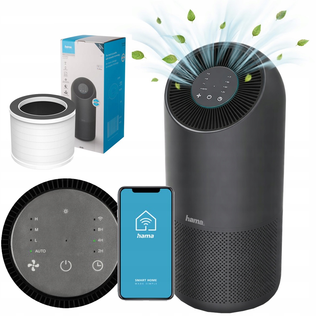Oczyszczacz powietrza Hama z aplikacją smart wifi auto 65 m2 filtr Hepa