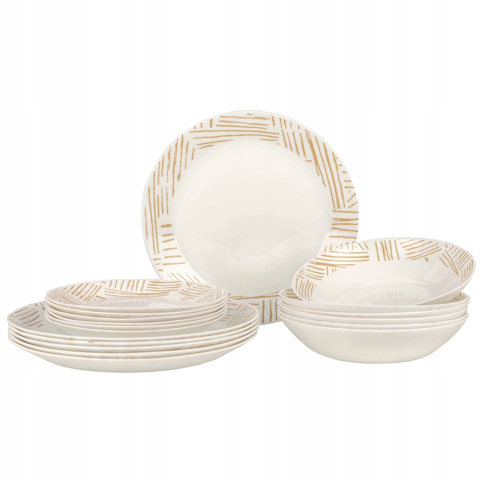 KOMPLET TALERZY SERWIS OBIADOWY 18EL 6 OSÓB TALERZE BIAŁE SZKŁO DALIA EAN (GTIN) 5905155007483