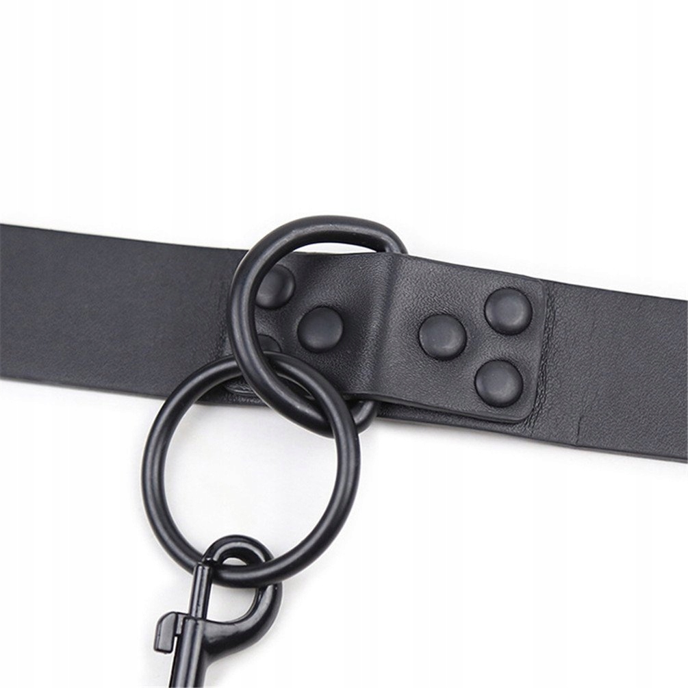 HANYI Skórzana Obroża z Smyczą O-Ring Regulowana BDSM Dla Kobiet i Mężczyzn — miniatura 5