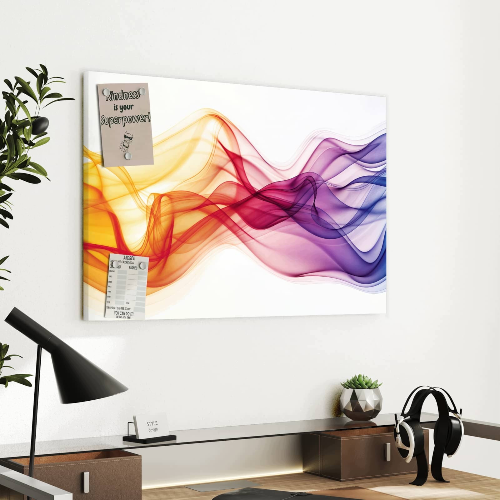 Magnetická tabule Jemné Vlny barev 60 × 40 cm