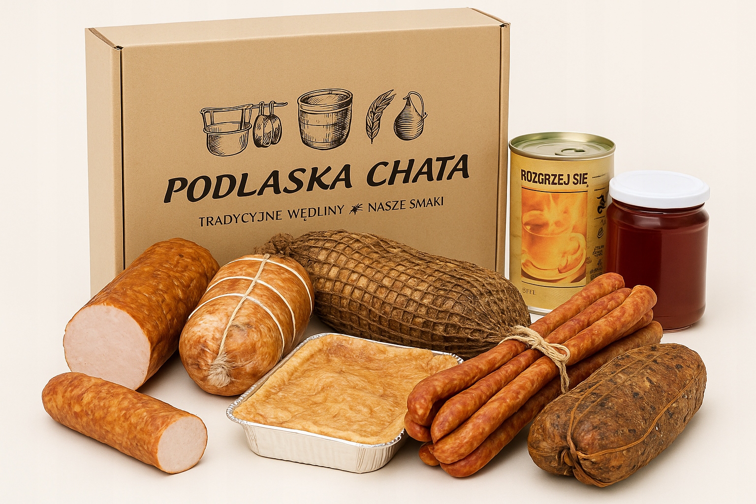 Levně Sada Vánočních Uzenin 3,8 kg med čaj Podlaské výrobky Dárek