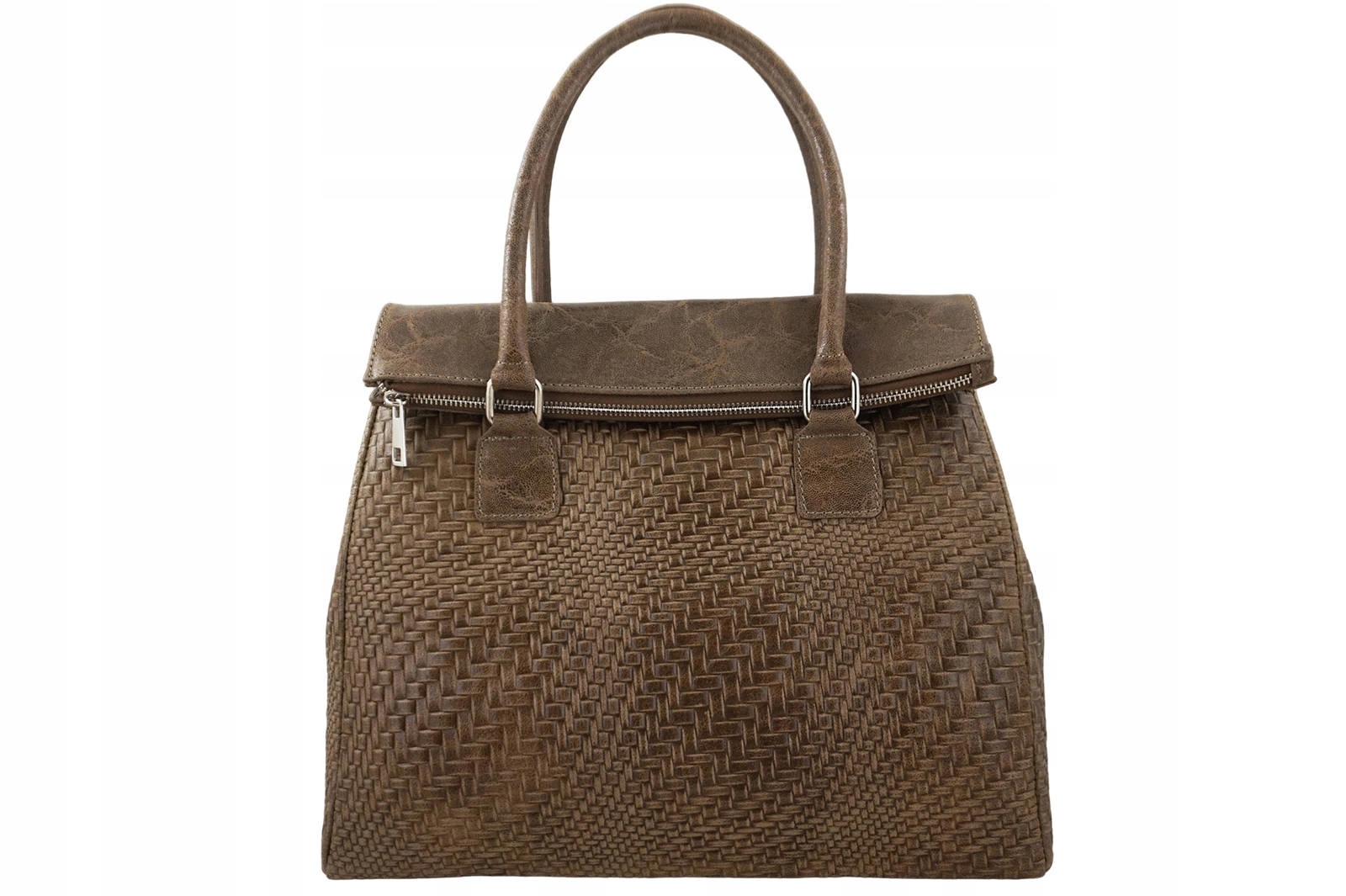 Elegantní kožená kabelka do práce Tmavě béžová