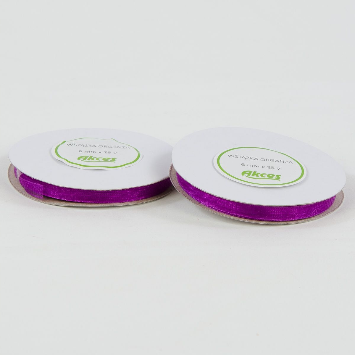 

Tasiemka szyfonowa śliwkowa wtążka organza 6mm 22m