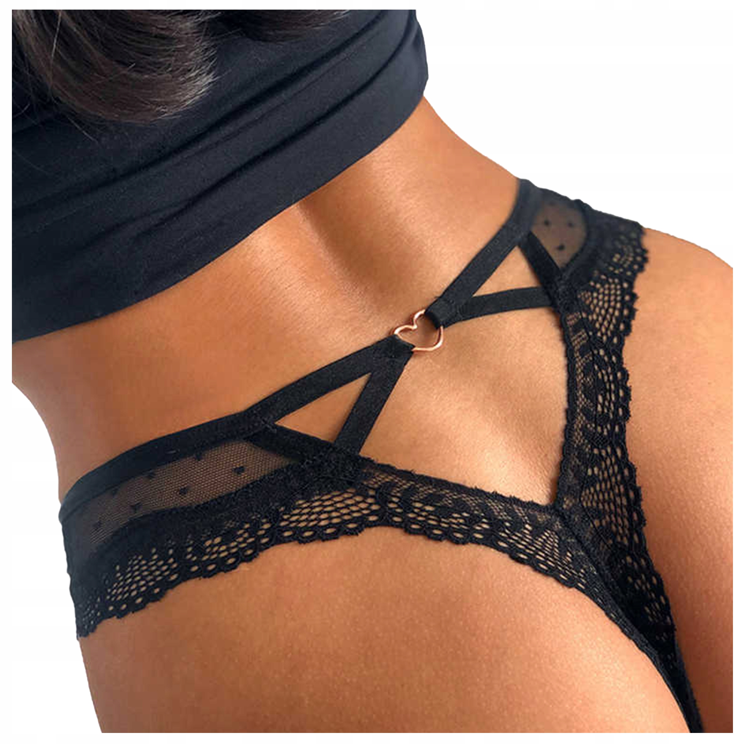 

Majtki koronkowe Stringi damskie siateczka paski