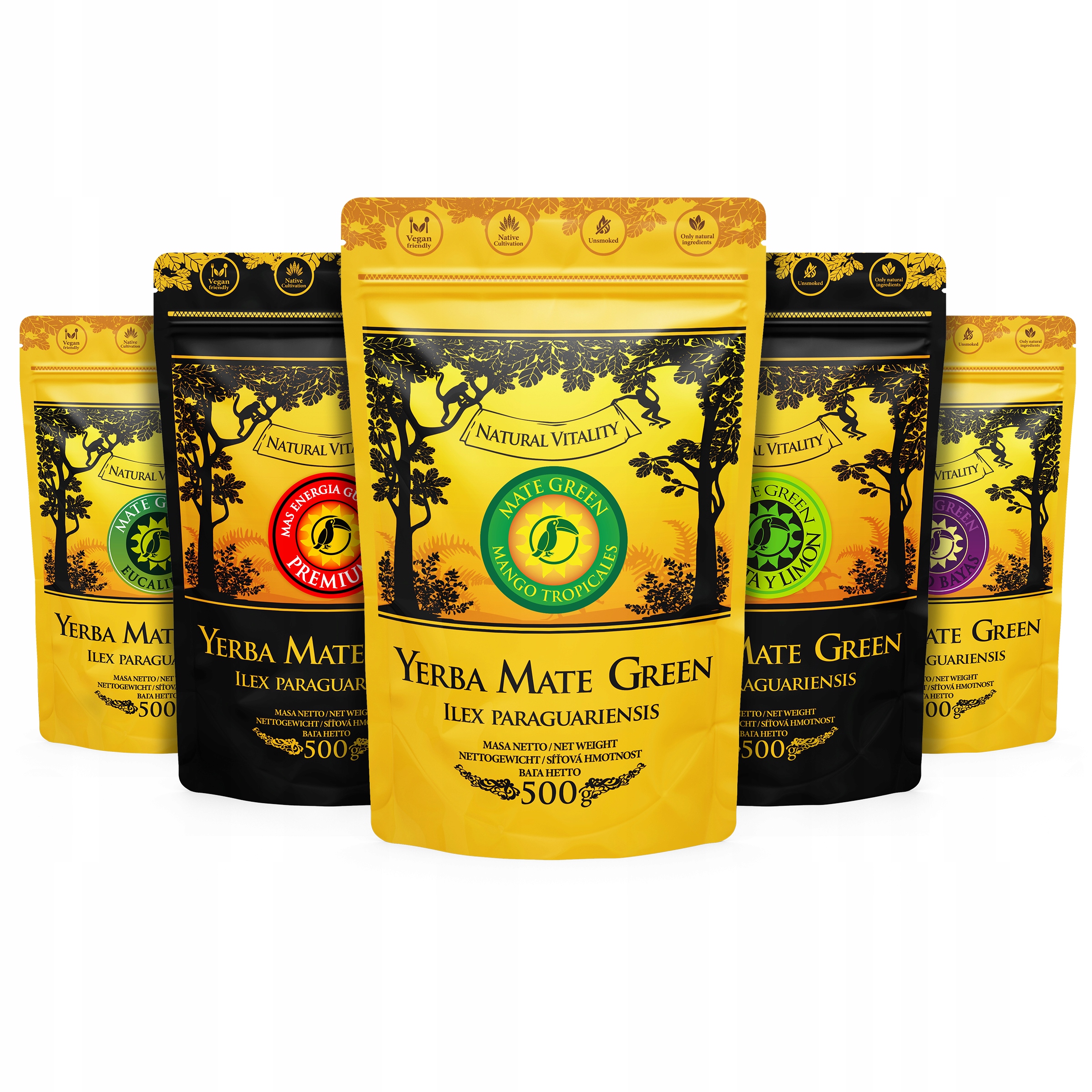 Levně Yerba Mate Green různé druhy 5x 500g guarana Nejlepší 2,5 Kg