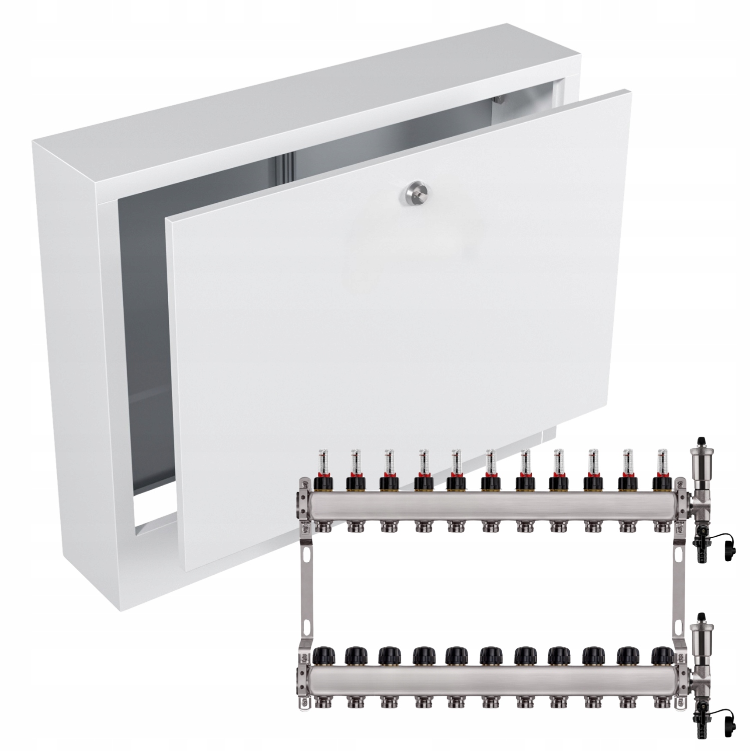 Nerezový Rozdělovač Podlahových Krytin 11+ Nástěnný Box Bílý