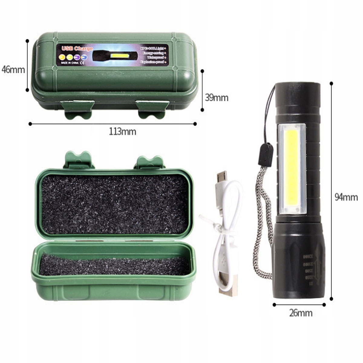 LATARKA MOCNA TAKTYCZNA POWER LED AKUMULATOR ZOOM 3 TRYBY + ETUI LAMPKA Kod producenta MAT-T-076