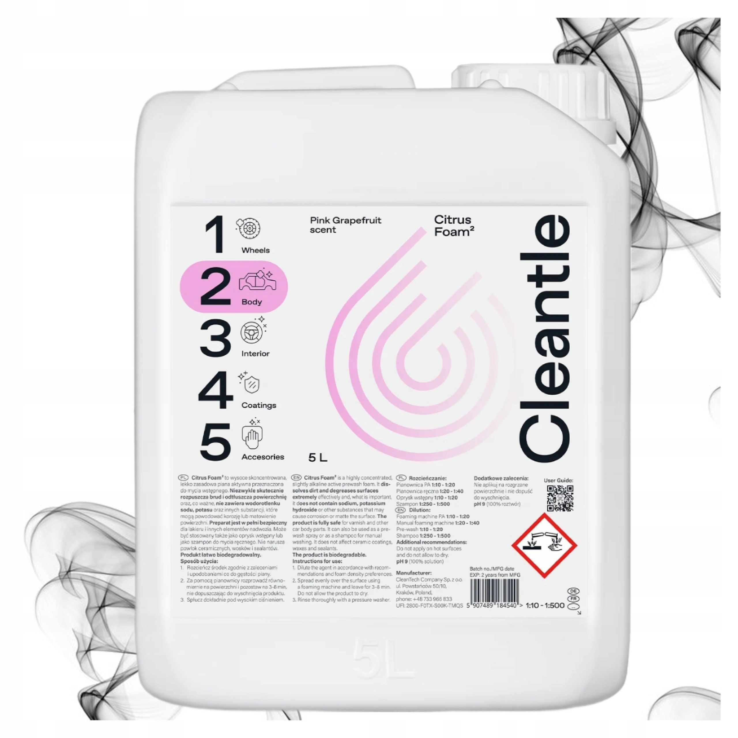 Cleantle Citrus Foam2 5L Aktivní pěna na čištění auta