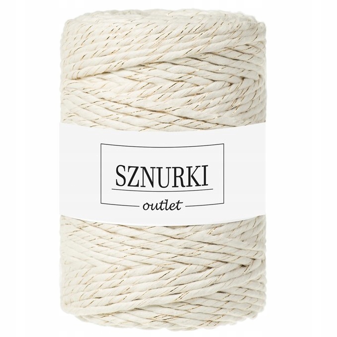 Sznurki Outlet skręcany 5mm 100m naturalne złoto