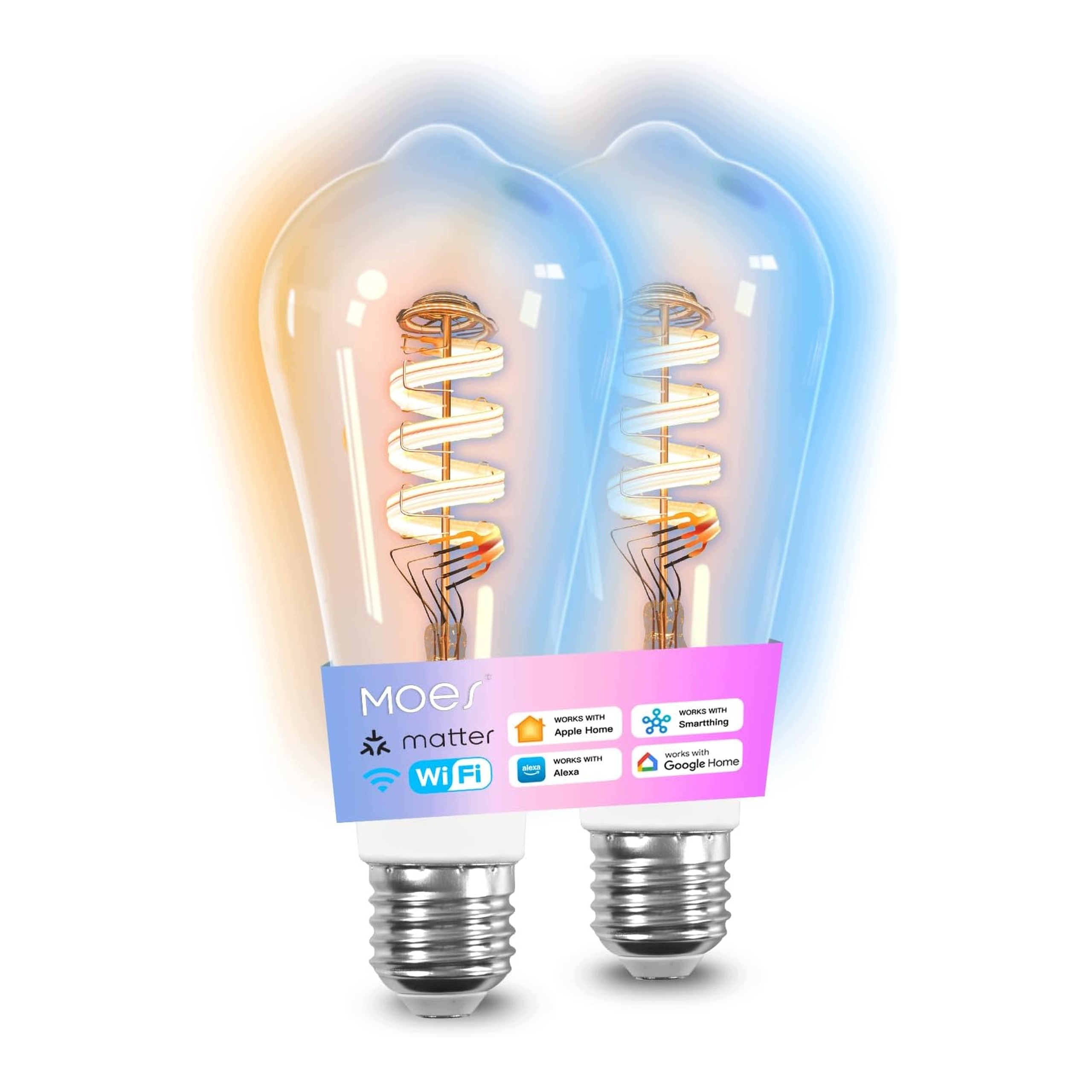 Led žárovky E27 Vintage Smart WiFi Rgb stmívatelné 2 ks Alexa Google Home