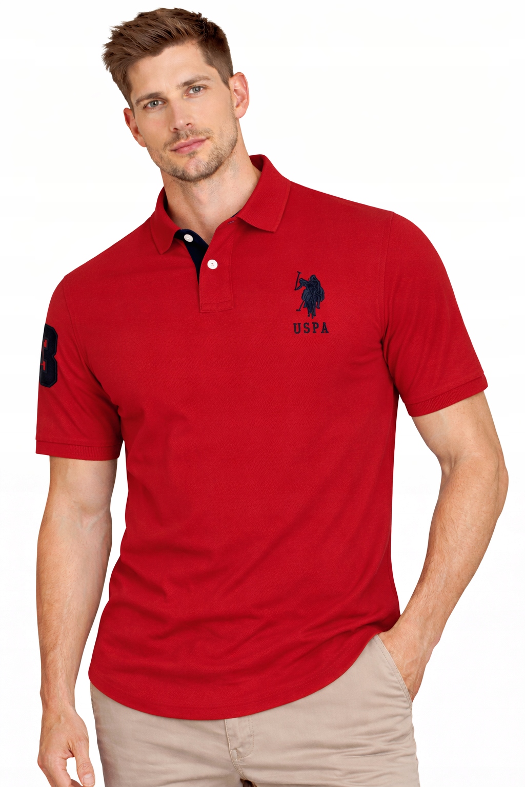 U.s. Polo Assn. Pánská Polokošile MUP3313-C40 červená polovina s výšivkou