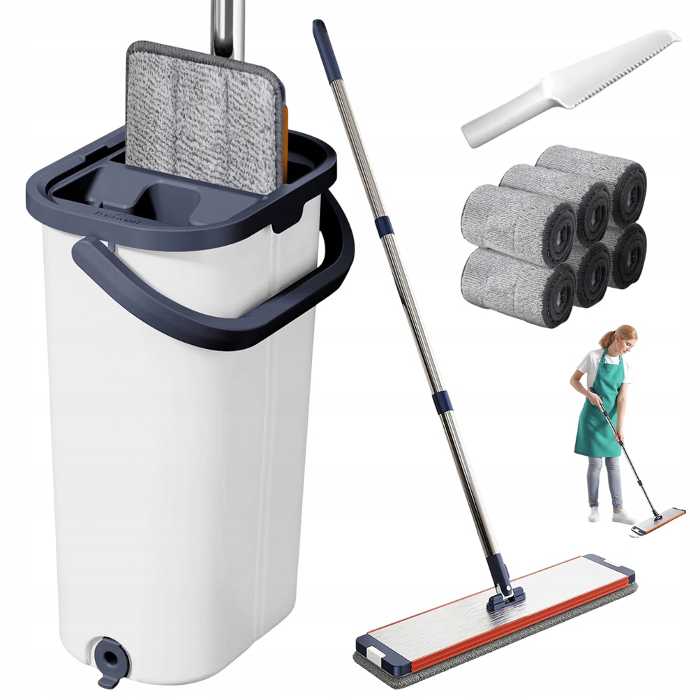 Plochý Mop Handy Dvoukomorový Kbelík Se Ždímačem 6X Nástavec Na Mop