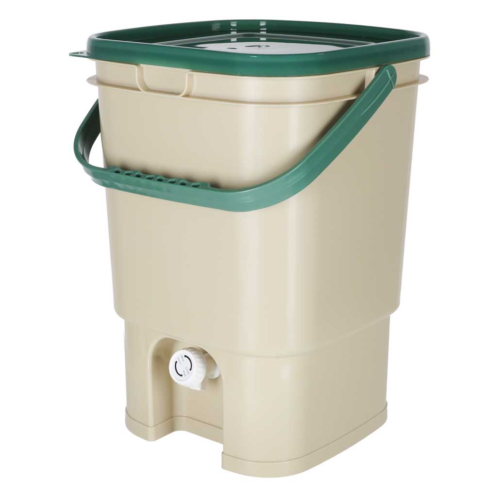 Virtuvinė komposto dėžė, 15 l, su čiaupu, žalia