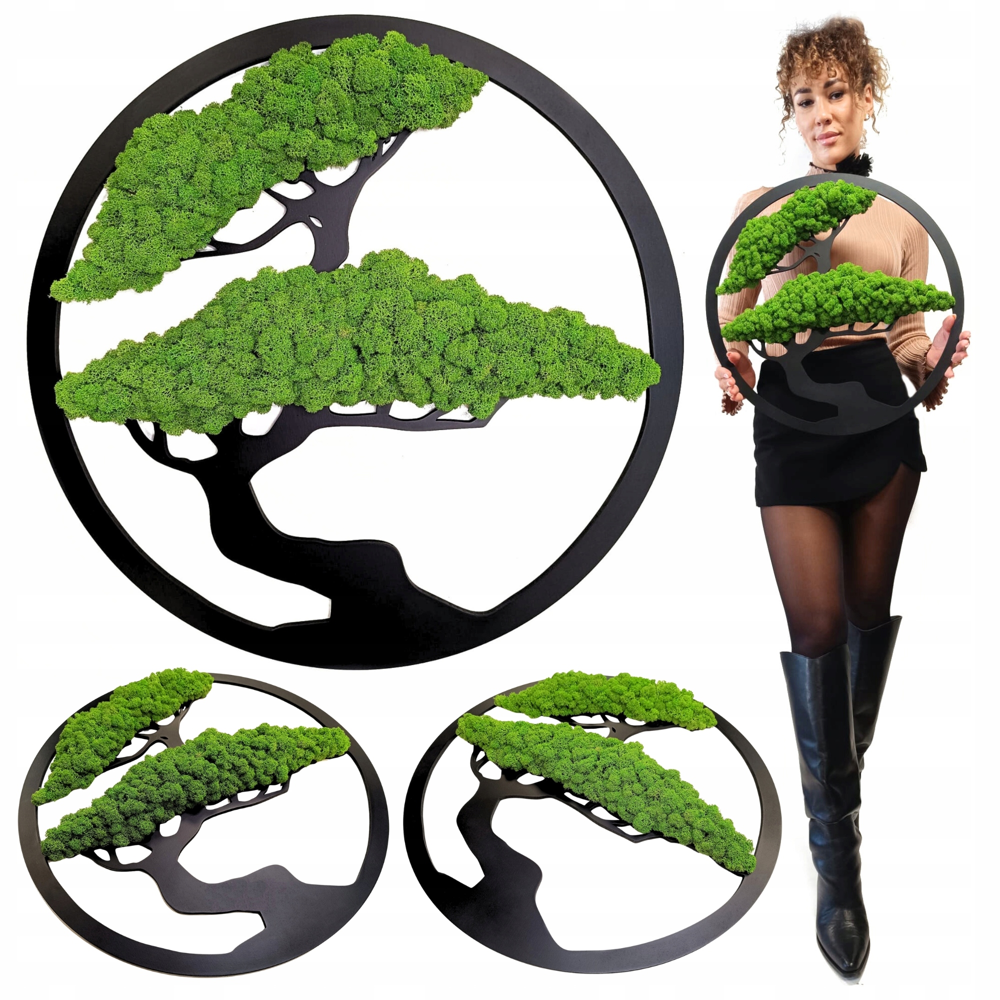 Obraz Z Mechu strom štěstí života Mech Chrobotek živý Obraz 50 cm Kvalita