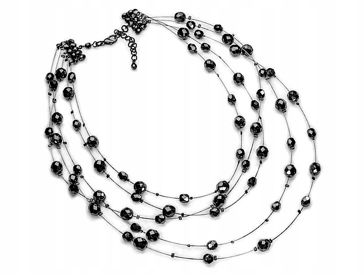 Choker Kolia Czarna Naszyjnik Czarny Kaskadowy Z Kryształami