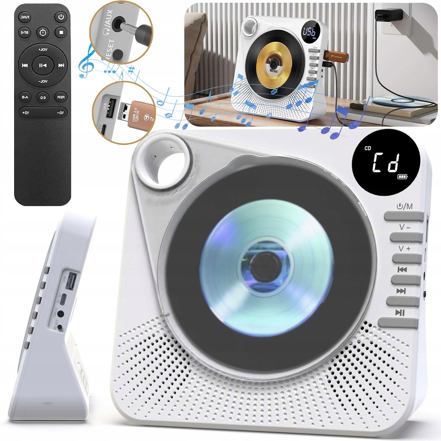 Přenosný Přehrávač CD Reproduktor Přehrávání Disku S Albem Bluetooth 5.0