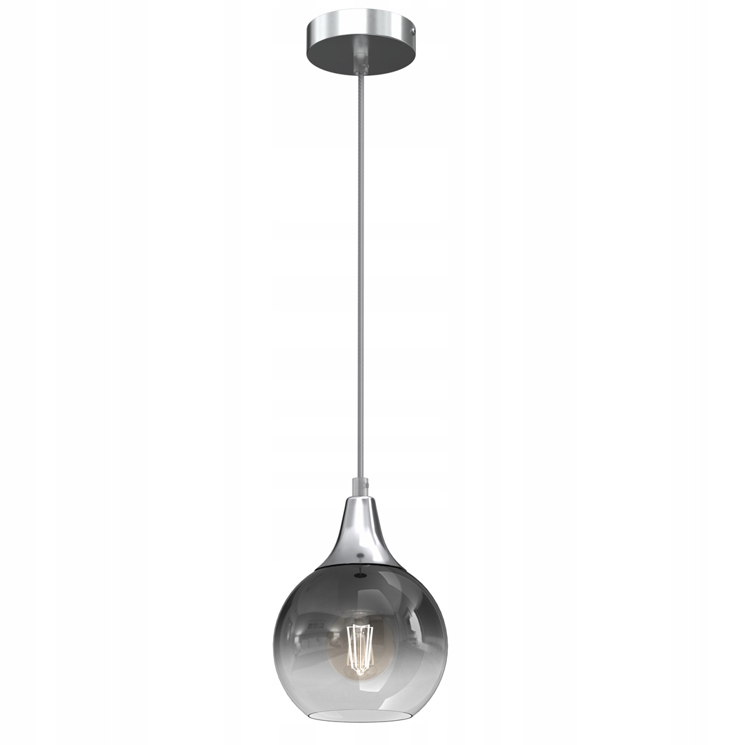 Závěsná lampa Monte Stříbrné skleněné stínítko 1xE27 15x90 cm Stropní Svítidlo Dům