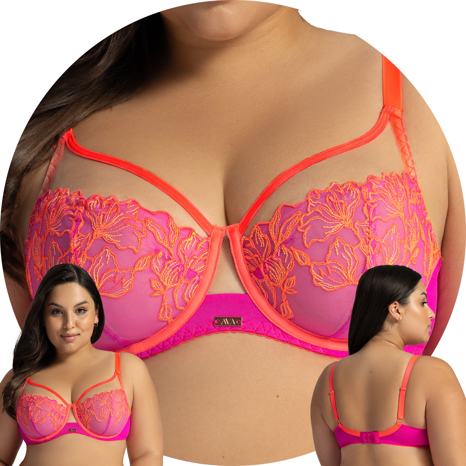 Ava 2162 Flamingo glowing růžová krajka fuchsiová měkká podprsenka 65G Soft
