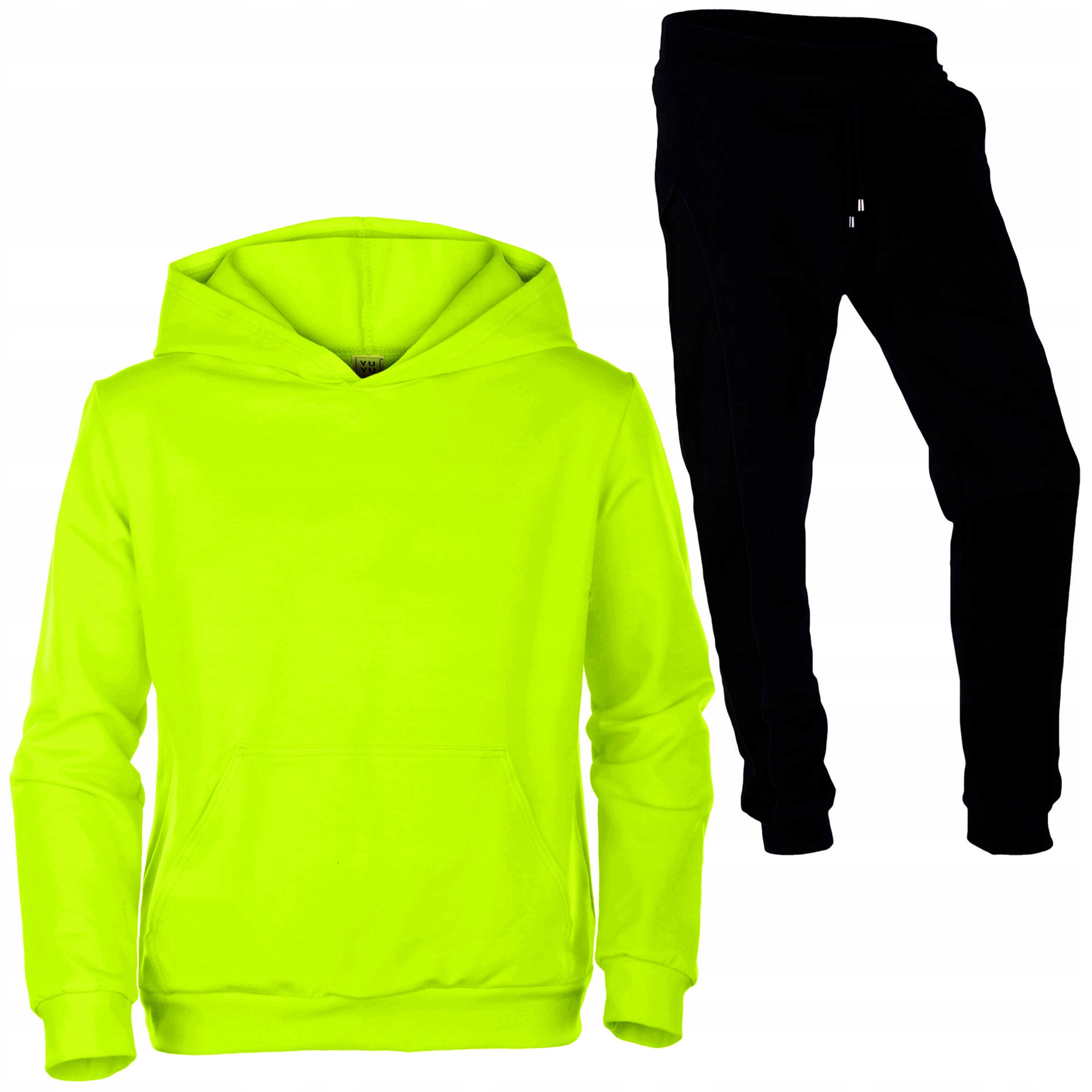 

Bluza Limonka Kangurka+ Spodnie Czarne Sznurek 158