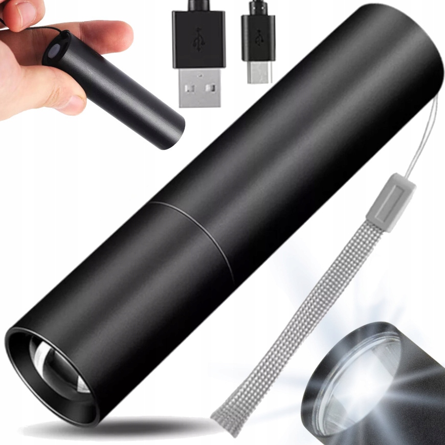 MOCNA LATARKA MAŁA AKUMULATOROWA NA AKUMULATOR