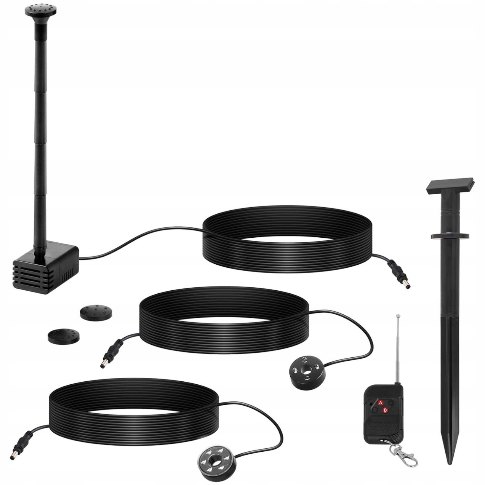 Fontanna pompa do oczka wodnego stawu solarna z pilotem światłami LED Moc silnika 1 W