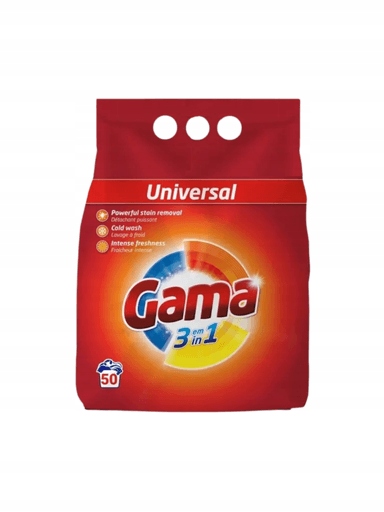 2x Prací prášek na barvy a bílé prádlo Gama Universal 50 praní 3 kg