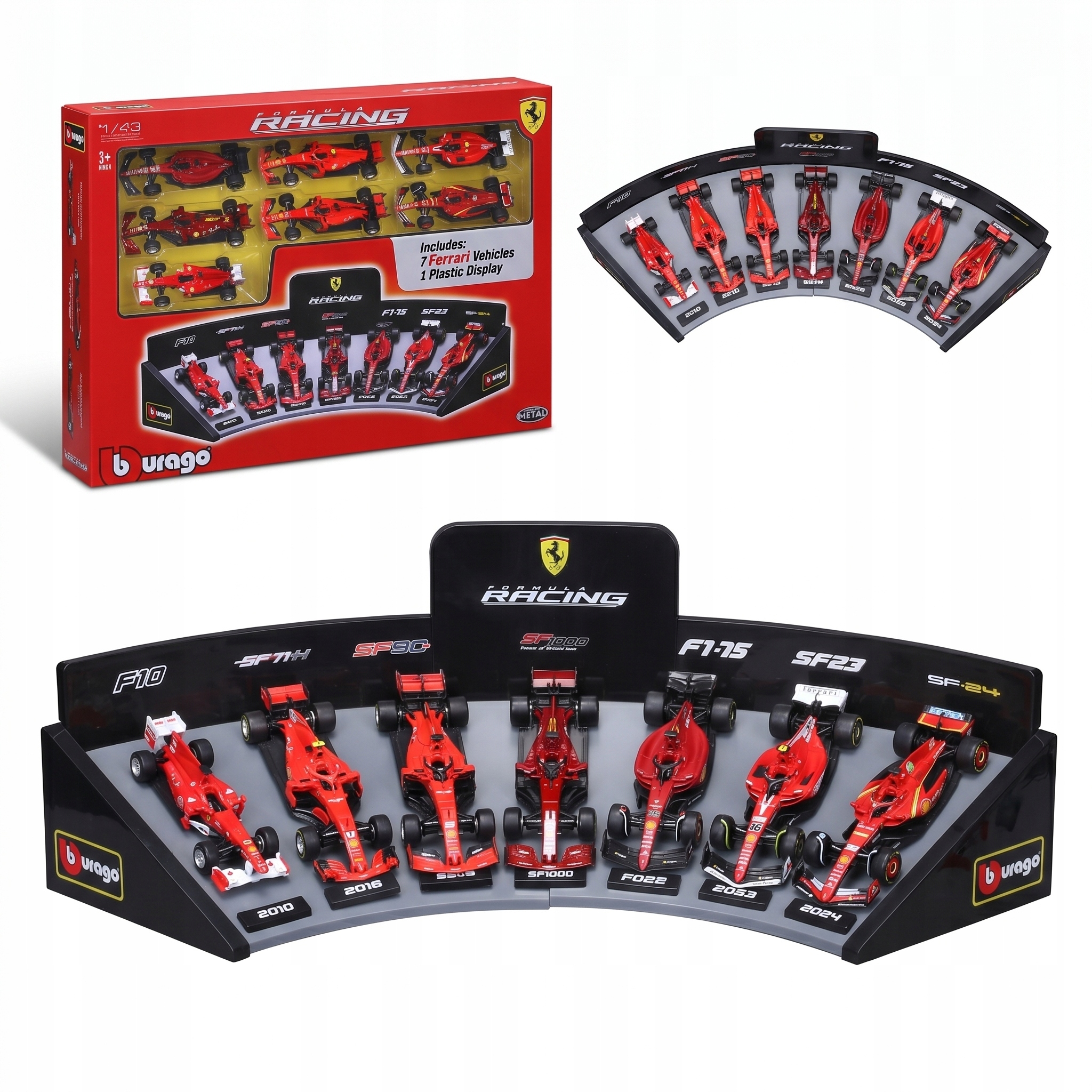 Sada Bolidů F1 Ferrari Expozitor 7 Aut 1:43 Bburago 18-36864