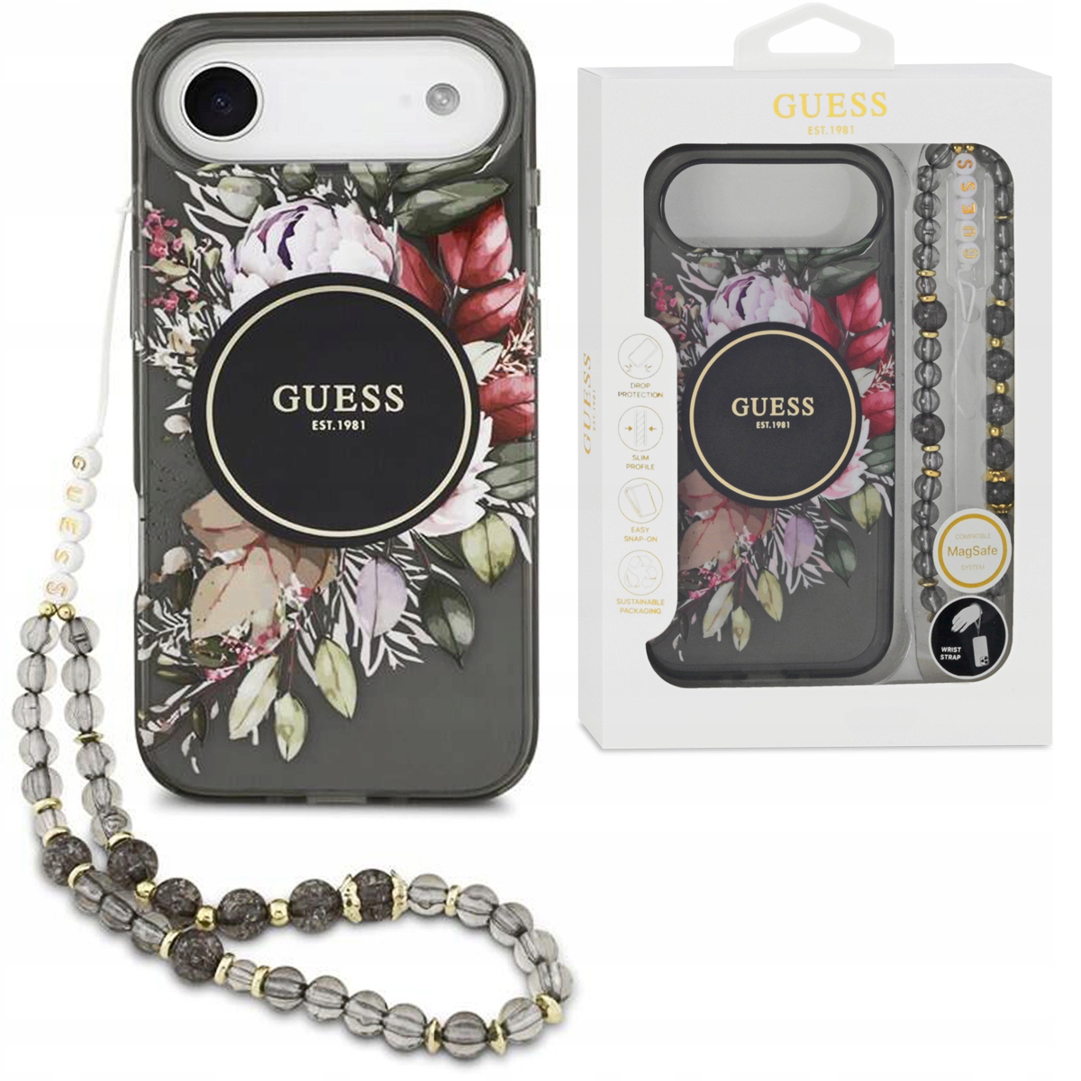 Guess Originální pouzdro pro MagSafe s přívěskem na zápěstí pro iPhone Air