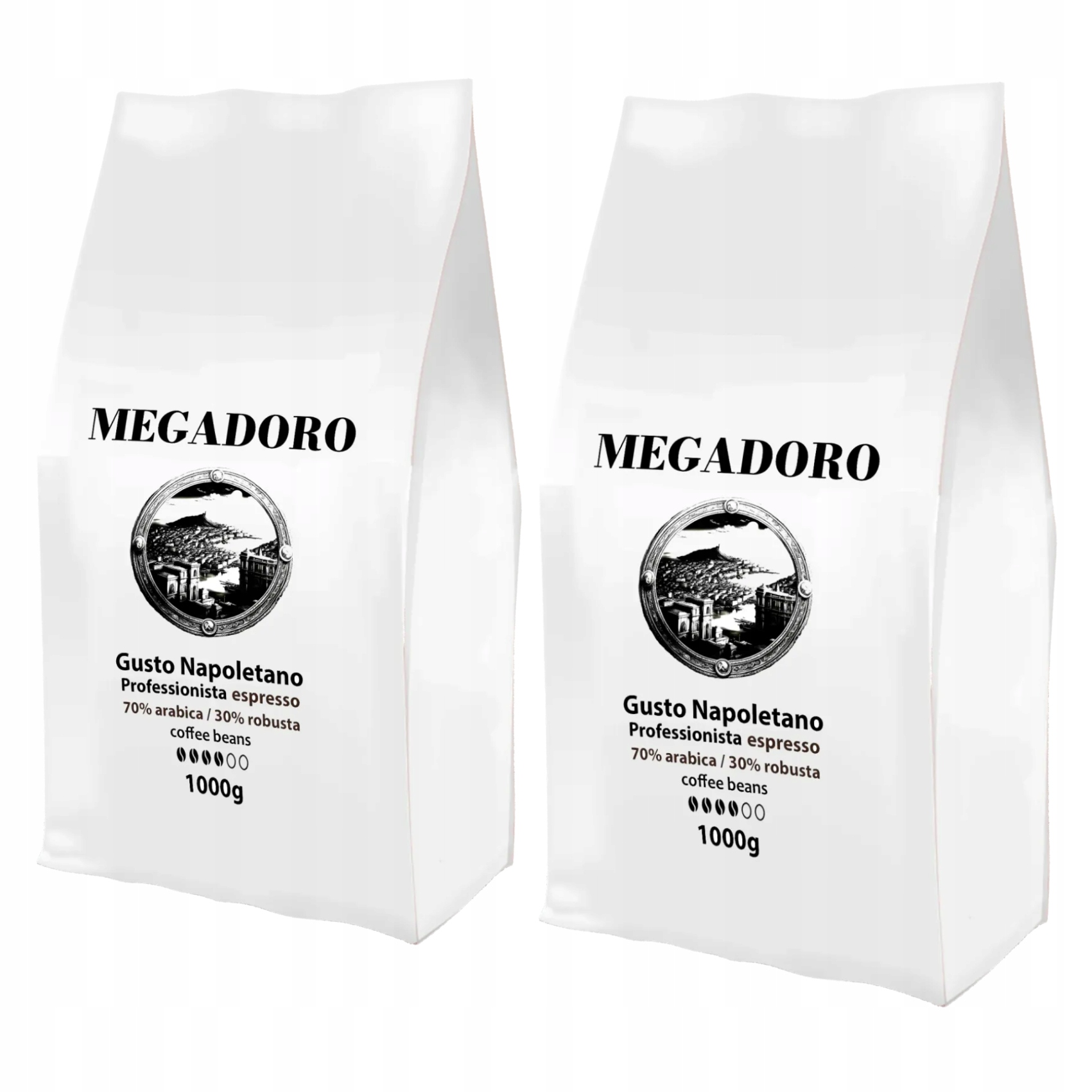 Levně 2x Káva zrnková s příchutí 1 kg Megadoro Gusto Napolitano Arabica a Robusta