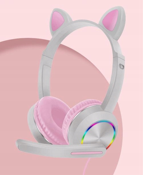 SŁUCHAWKI GAMINGOWE KOCIE USZY PODŚWIETLENIE RGB Marka inna