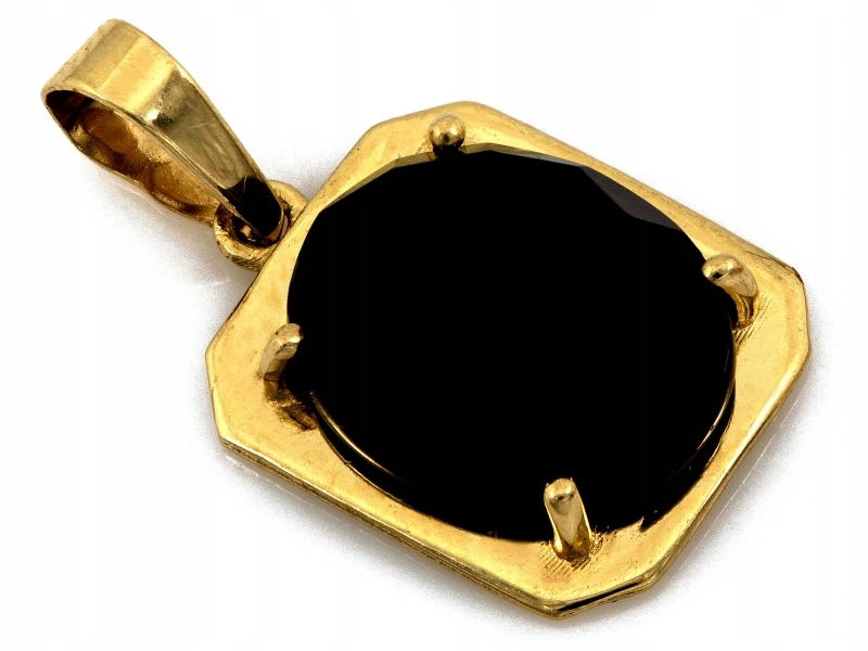 Zlatý přívěsek 585 14kt s černým onyxovým povrchem v obdélníkovém provedení, 1.65 g