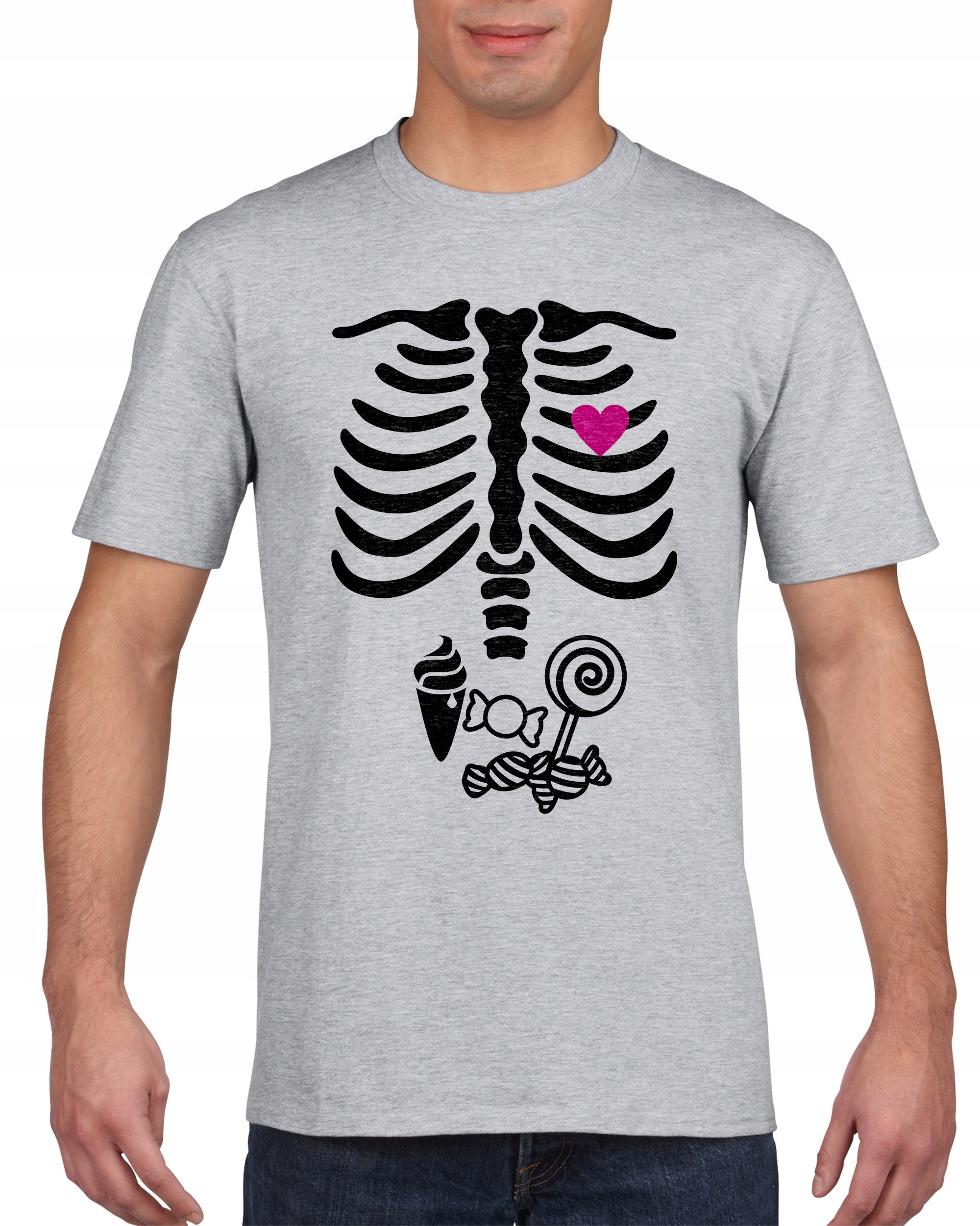 

Koszulka męska Szkielet serce lody cukierki XL