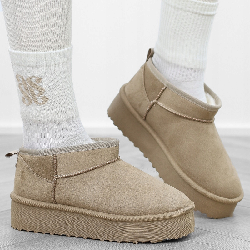 Beżowe śniegowce damskie mukluki platforma niskie mini 3501 r.38 Marka inna
