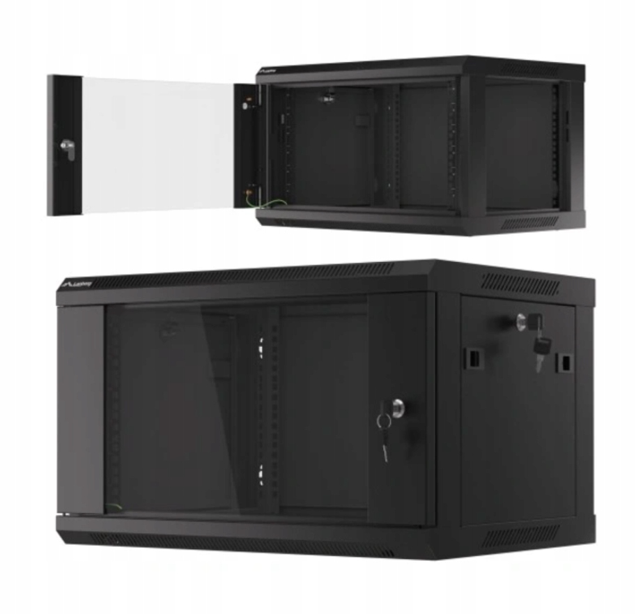 Szafa Instalacyjna Rack Wisząca Stojąca 19" 6U 600X450 Czarna Lanberg V2