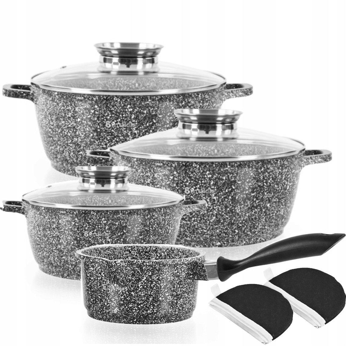 

Zestaw Garnków garnki 9 el marmurek rondelek