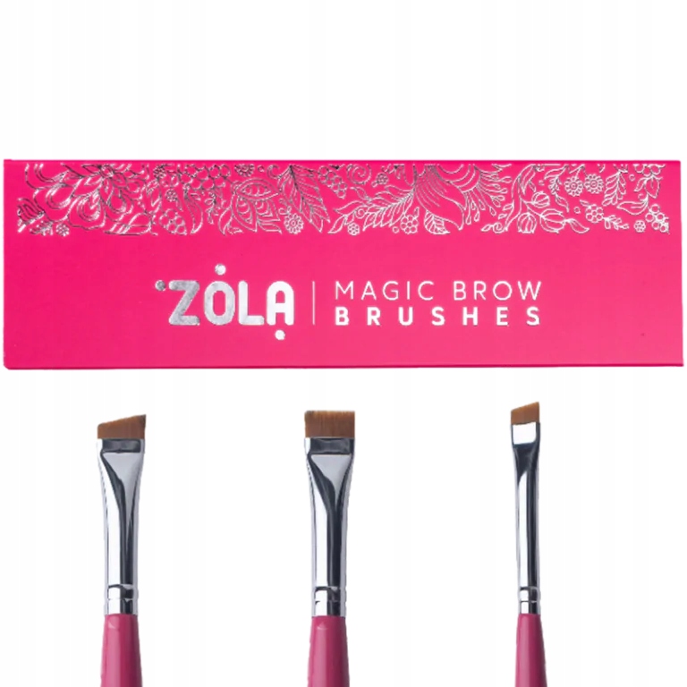 Zestaw pędzli profesjonalny do brwi i rzęs Zola Magic Brow Brushes, malinow
