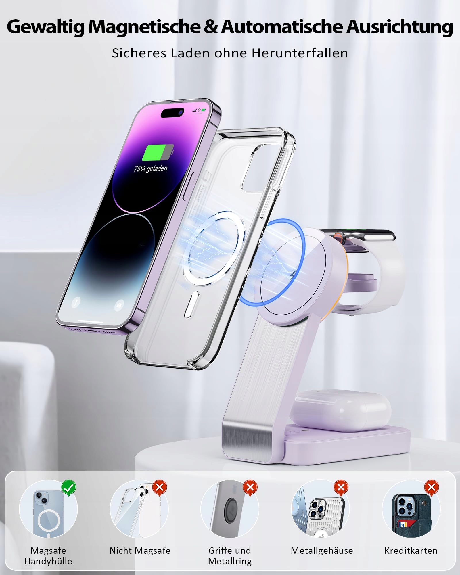 ADADPU SKŁADANA ŁADOWARKA BEZPRZEWODOWA DO IPHONE I APPLE WATCH 3W1 — miniatura 3