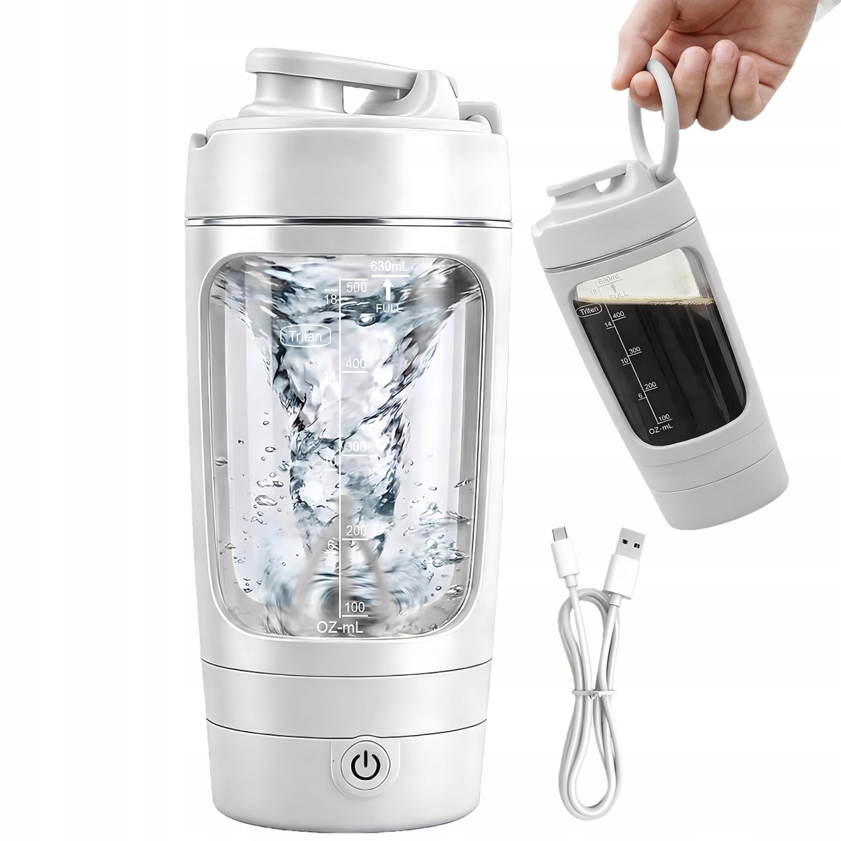 Szejker Elektryczny Do Białek Na Siłownię 630ml Shaker Przenośny Elektryczn